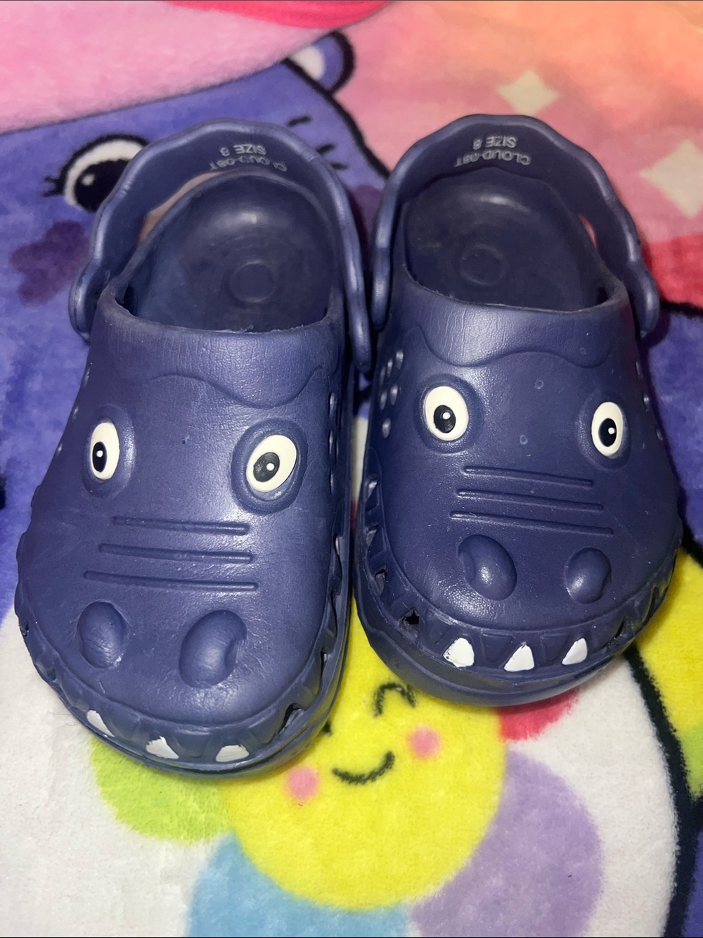 Kids' Navy Blue Croc-Style Shark Clogs